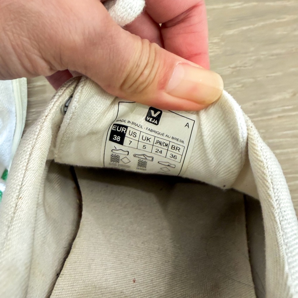Veja Campo Sneakers White Emerald Green Preppy Boho Neutral Elevated Basic 7 - Picture 7 of 7
